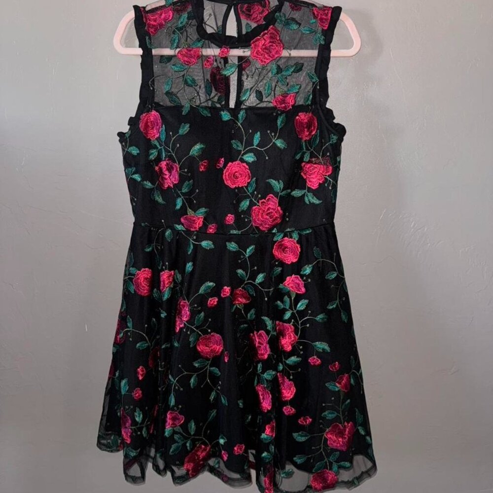 Stunning City Studio black floral embroidered dress